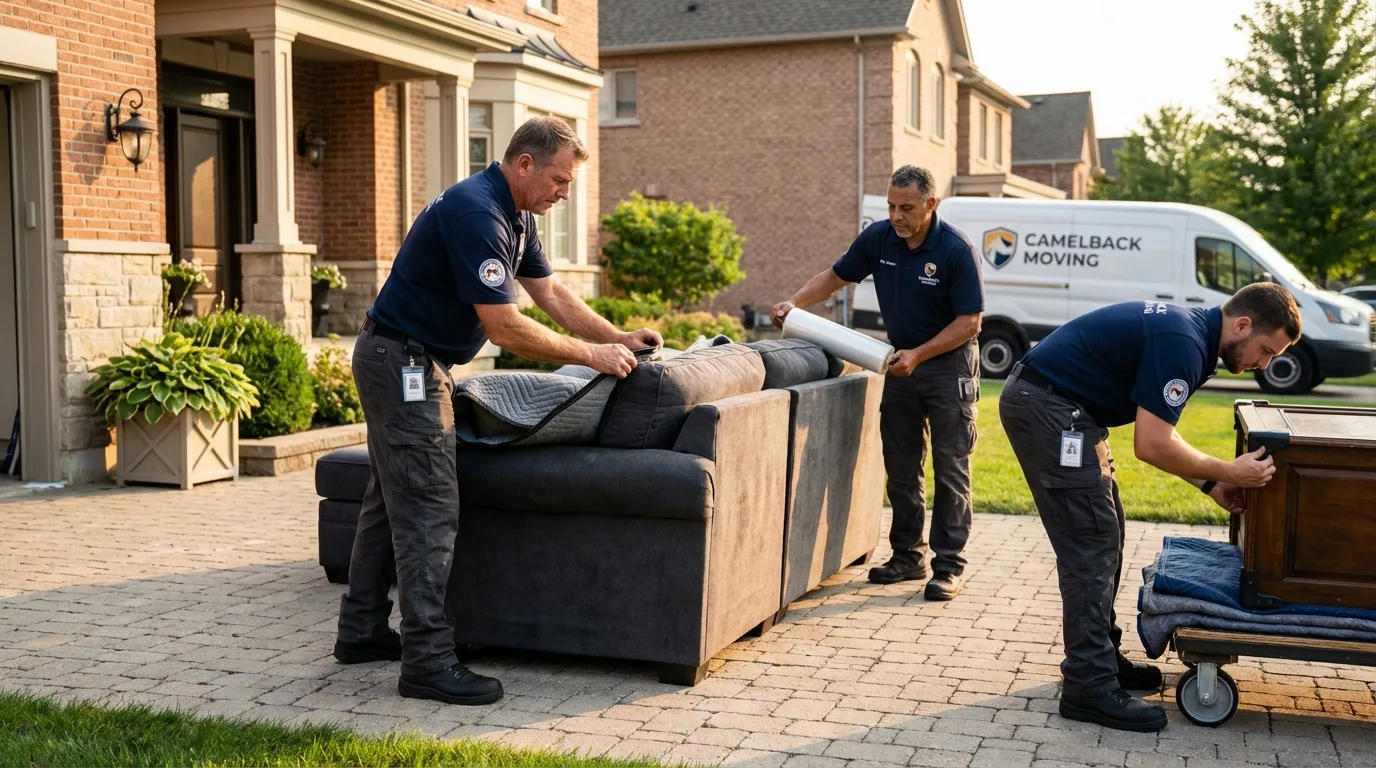 Large estate moving crew wrapping furniture in Cuba, IL